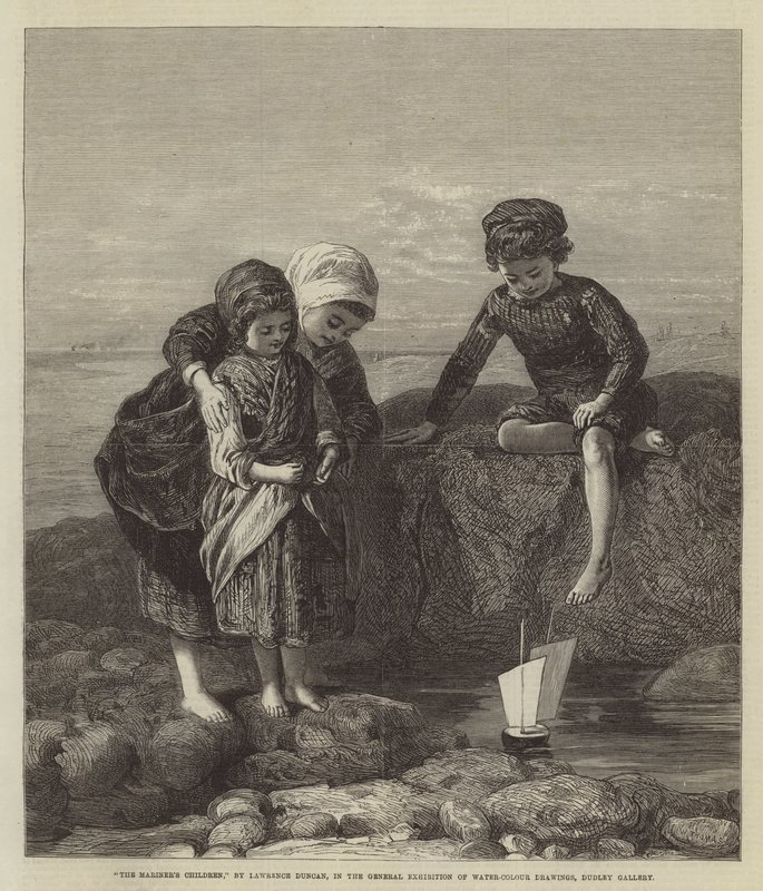 Die Kinder des Seemanns, in der Allgemeinen Ausstellung von Aquarellzeichnungen, Dudley Gallery von Lawrence Duncan