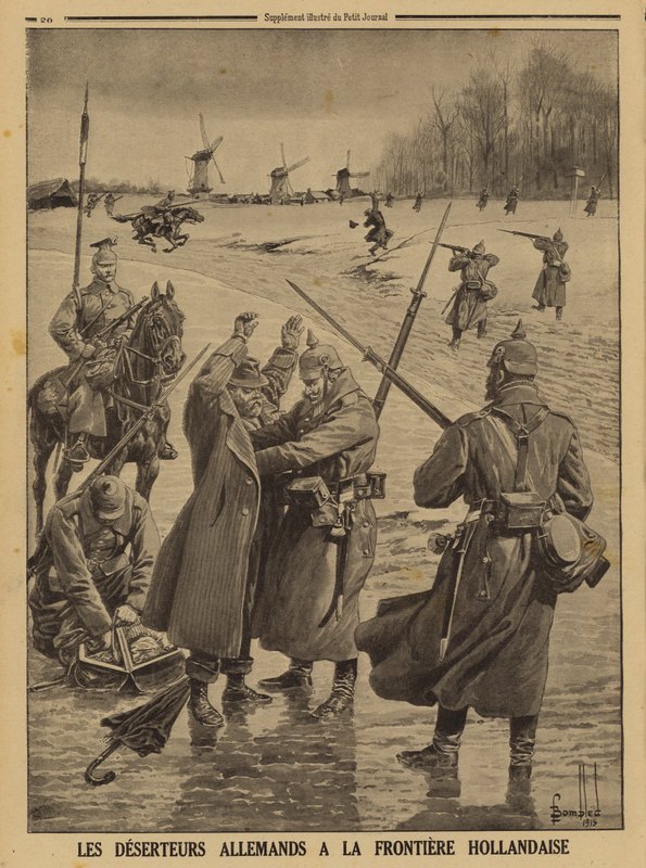Deserteure der deutschen Armee werden an der niederländischen Grenze festgenommen, Erster Weltkrieg von Louis Charles (after) Bombled