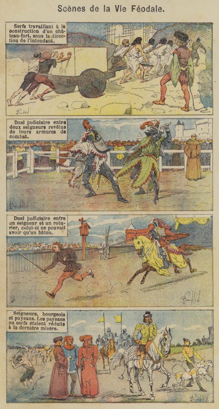 Szenen aus dem feudalen Leben (Farblithografie) von Louis Charles (after) Bombled