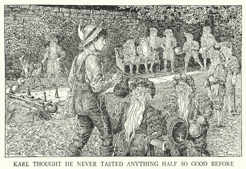 Karl dachte, er habe noch nie etwas so Gutes gekostet (Lithografie) von Louis John Rhead