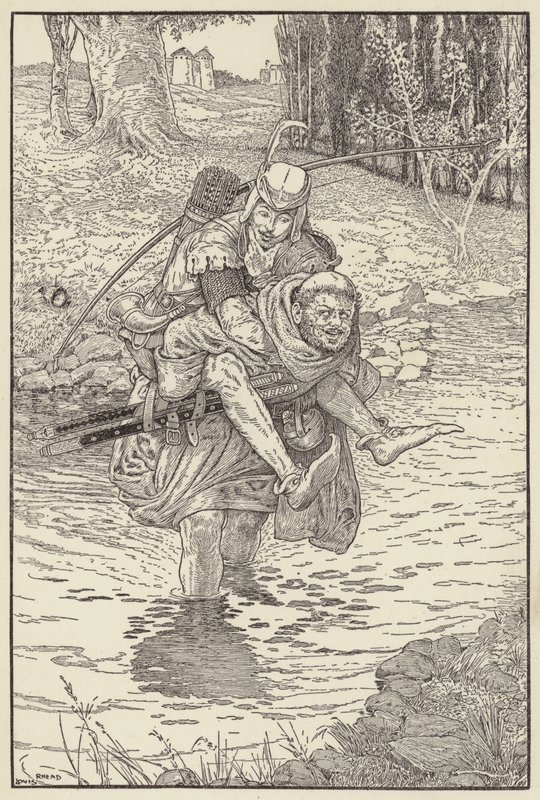 Der Mönch nahm Robin auf seinen Rücken von Louis John Rhead