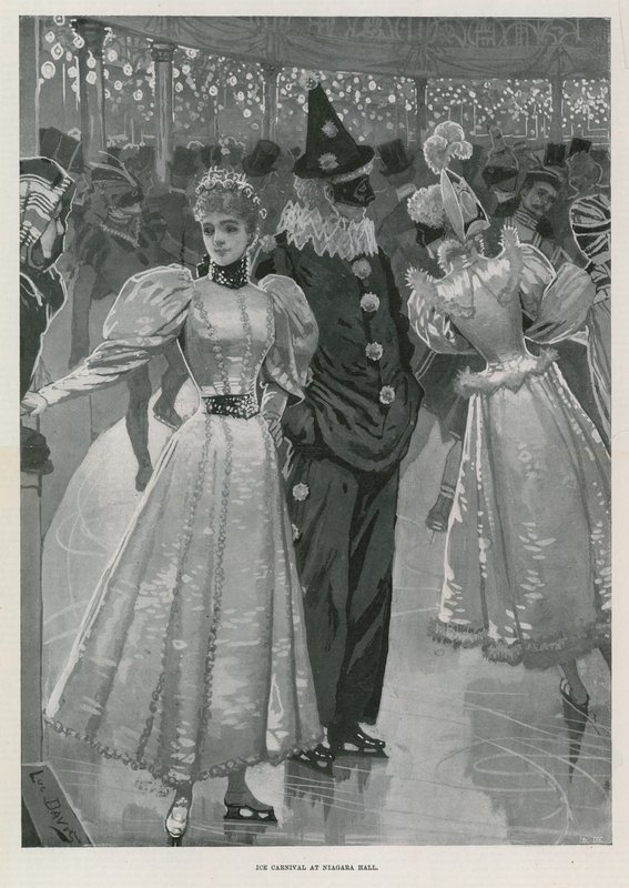 Eiskarneval in der Niagara Hall, Westminster London (Lithografie) von Lucien Davis