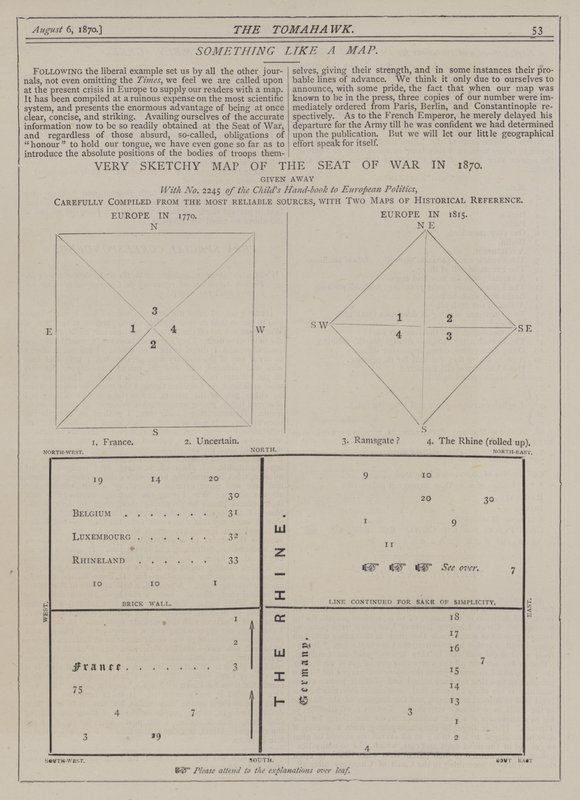 Sehr skizzenhafte Karte des Krieges von 1870 von Matthew