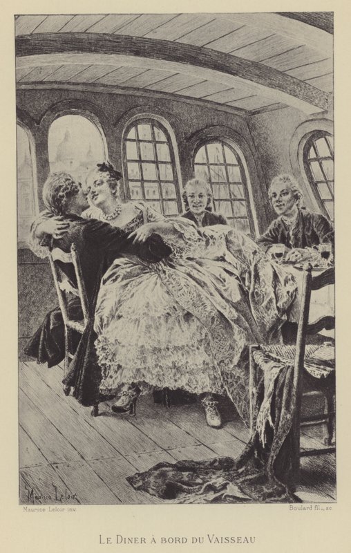 Abendessen an Bord des Schiffes (Gravur) von Maurice Leloir
