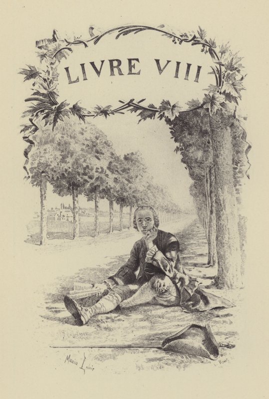 Illustration für Buch VIII von Les Confessions de Jean-Jacques Rousseau (Gravur) von Maurice Leloir