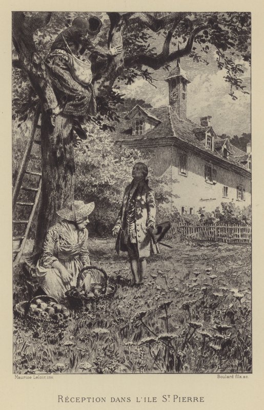 Rousseaus Empfang auf der Île Saint-Pierre von Maurice Leloir