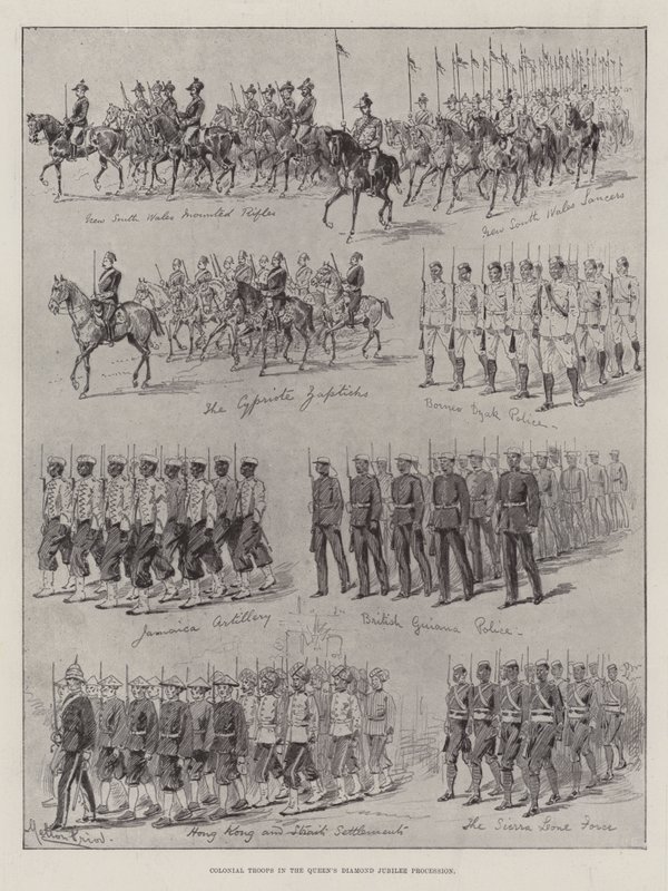Kolonialtruppen in der Prozession zum Diamantenen Jubiläum der Königin von Melton Prior