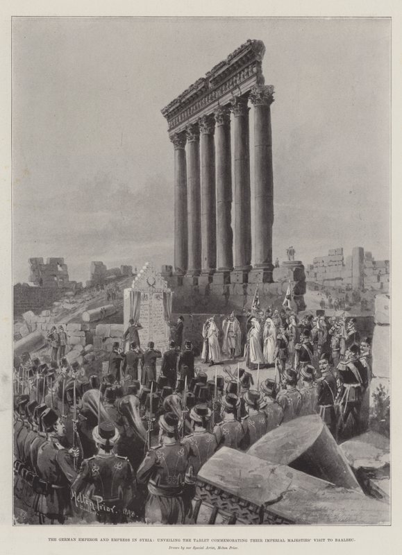 Der deutsche Kaiser und die Kaiserin in Syrien, Enthüllung der Tafel zur Erinnerung an den Besuch Ihrer Kaiserlichen Majestäten in Baalbek von Melton Prior