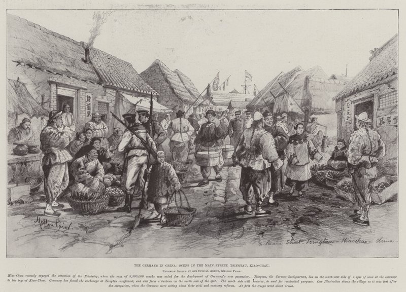 Die Deutschen in China, Szene in der Hauptstraße, Tsingtau, Kiao-Chau von Melton Prior