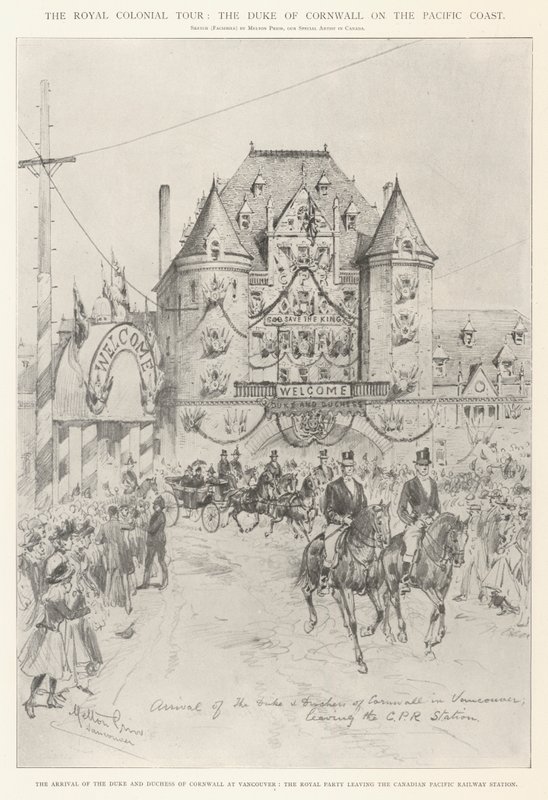 Die königliche Kolonialreise, der Herzog von Cornwall an der Pazifikküste von Melton Prior