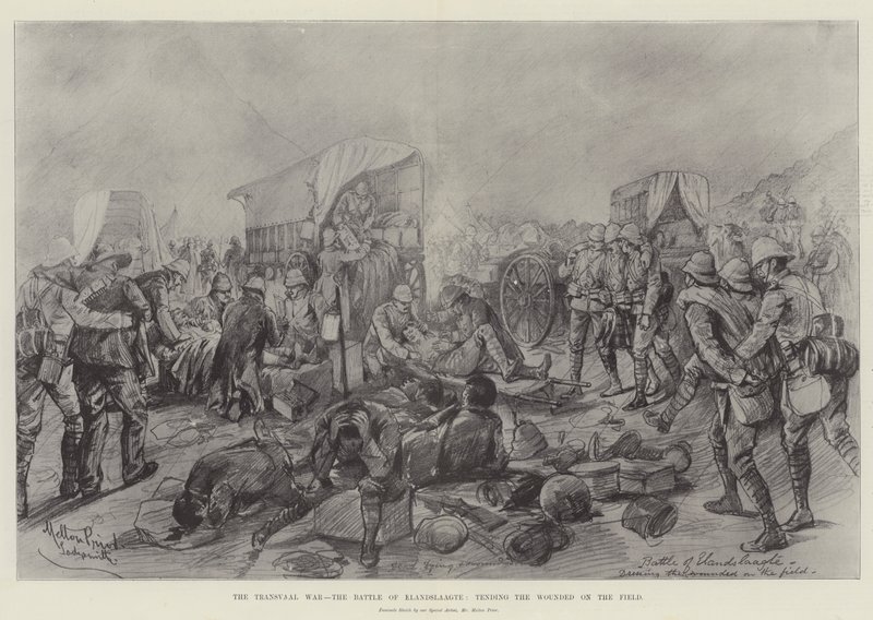 Der Transvaal-Krieg, die Schlacht von Elandslaagte, Versorgung der Verwundeten auf dem Feld von Melton Prior