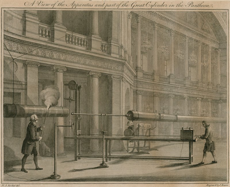 Ein Blick auf die Apparatur und einen Teil des großen Zylinders im Pantheon, Oxford Street, London von Michael Rooker