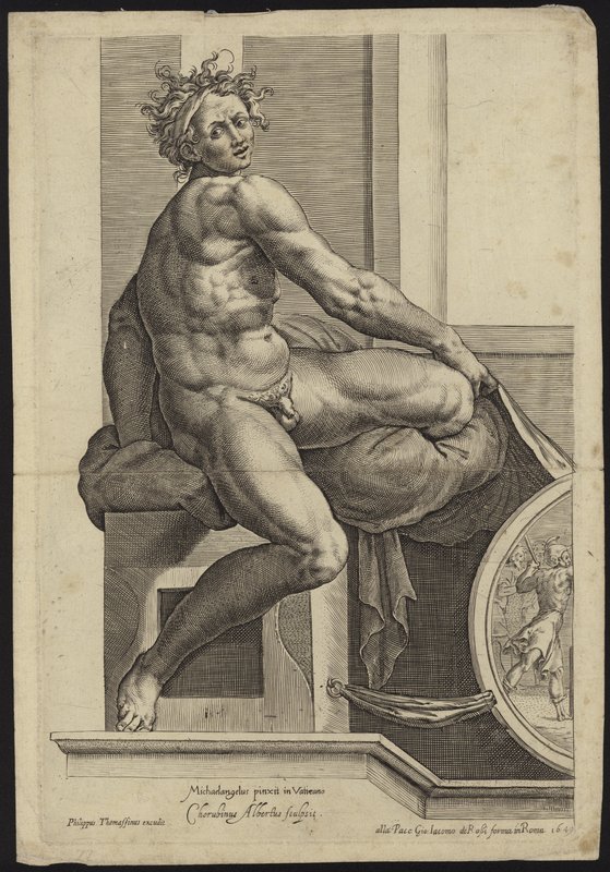 Figur aus dem Fresko der Sixtinischen Kapelle im Vatikan von Michelangelo Buonarroti