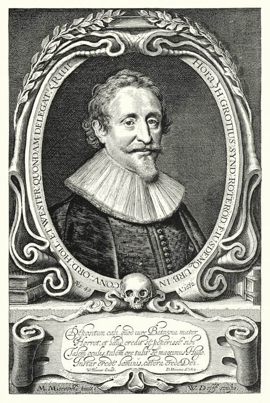 Hugo Grotius, niederländischer Jurist, Theologe, Philosoph und Autor (Gravur) von Michiel Jansz. van (after) Miereveld