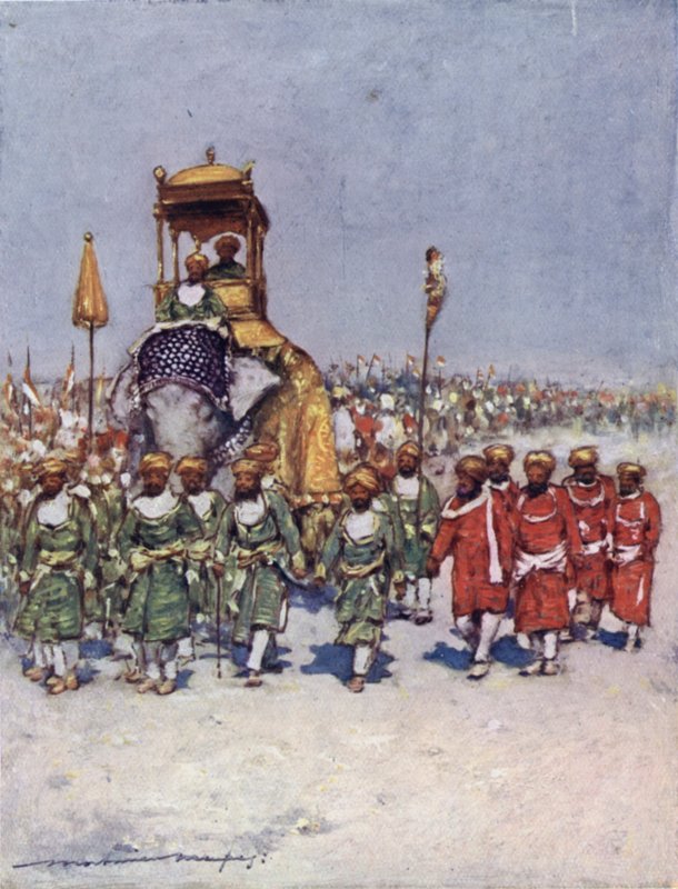Eine der malerischsten Gruppen in der Dienerprozession von Mortimer Ludington Menpes
