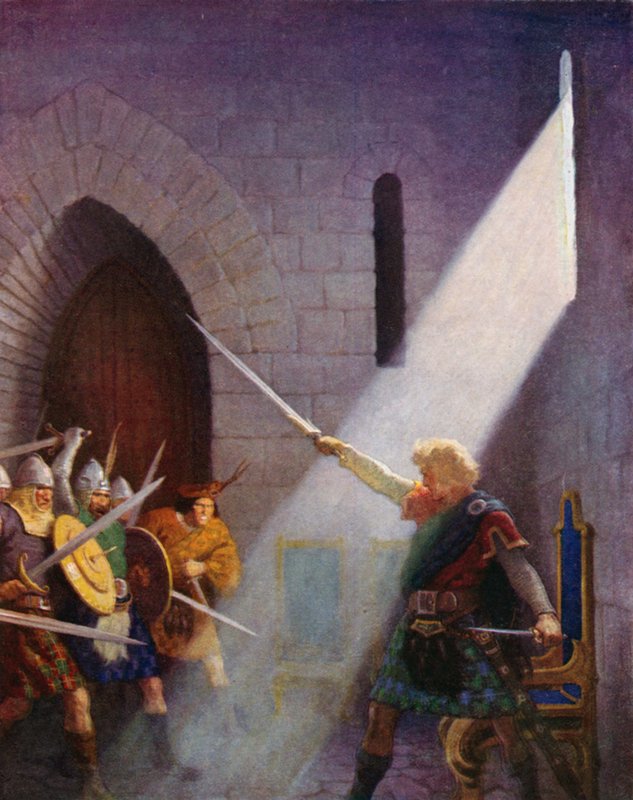 Wallace zieht das Schwert des Königs von Newell Convers (after) Wyeth