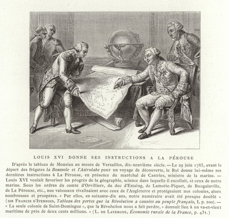 Ludwig XVI. von Frankreich gibt dem Grafen von Laperouse seine Anweisungen, 1785 von Nicolas Andre Monsiau
