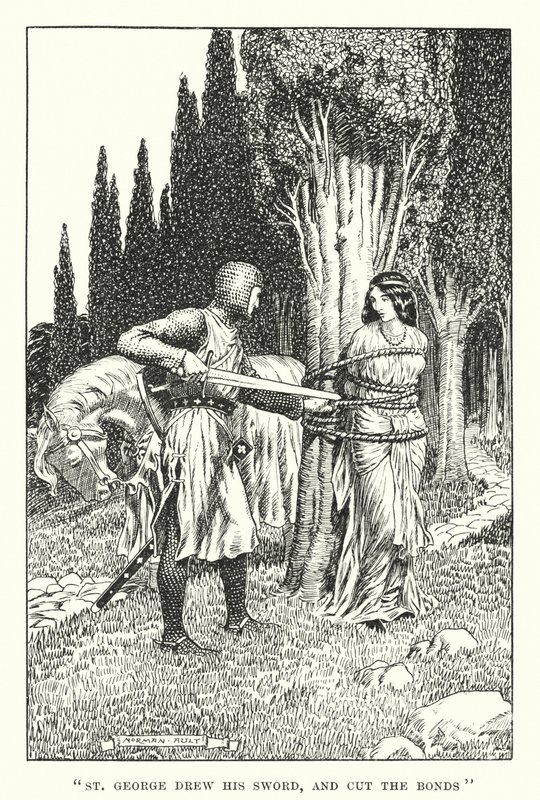 "St. Georg zog sein Schwert und durchtrennte die Fesseln" von Norman Ault