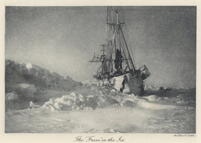 Die "Fram" im Eis (s/w Foto) von Norwegian Photographer