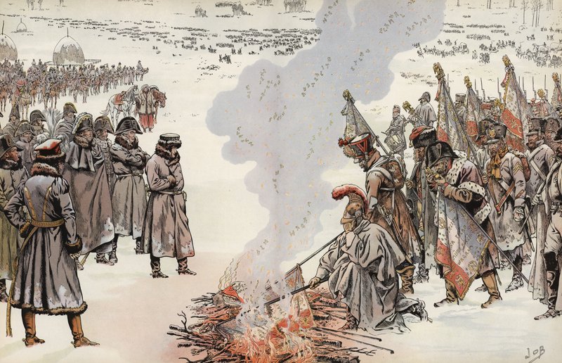 Napoleons Russlandfeldzug, Verbrennen der Standarten, 23. November 1812 von Onfray de Breville Job