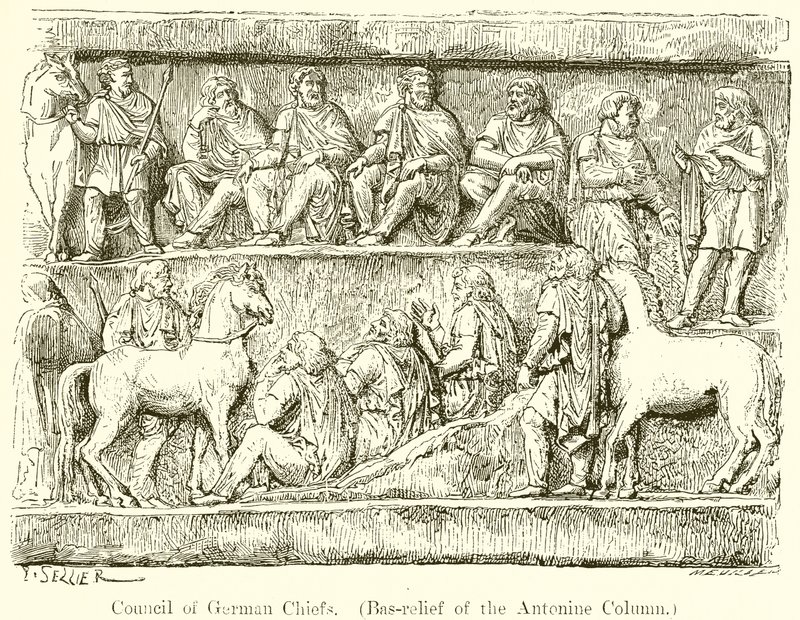 Rat der deutschen Häuptlinge. (Bas-Relief der Antoninischen Säule) von P. Sellier