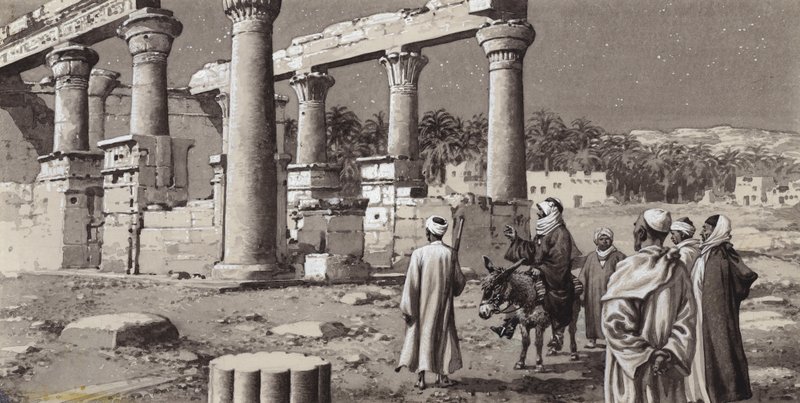 Ein zerstörter Tempel in Ägypten (Gouache auf Papier) von Pat (1907-95) Nicolle