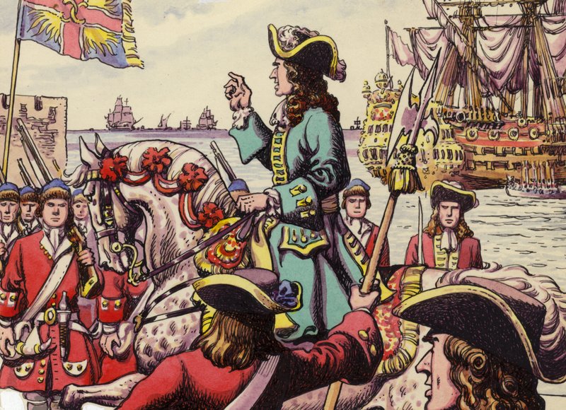 König Wilhelm III. landet in Carrickfergus von Pat (1907-95) Nicolle