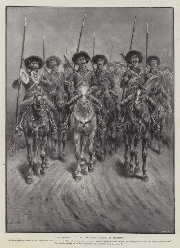 Die Sänger, die Band eines russischen Kavallerieregiments von Paul Frenzeny