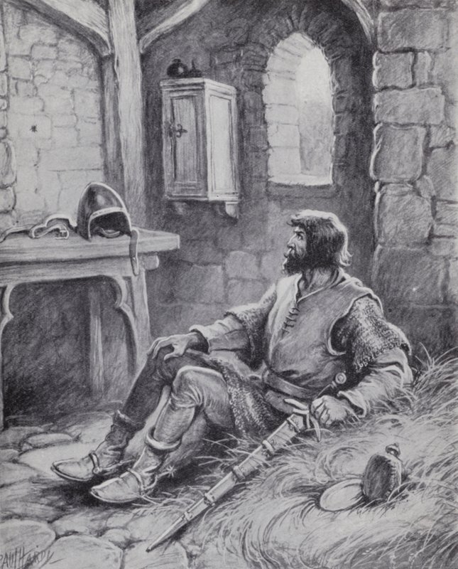 Robert the Bruce mit der Spinne, die ihn inspirierte, erneut zu versuchen, die Engländer zu besiegen (Lithografie) von Paul (after) Hardy