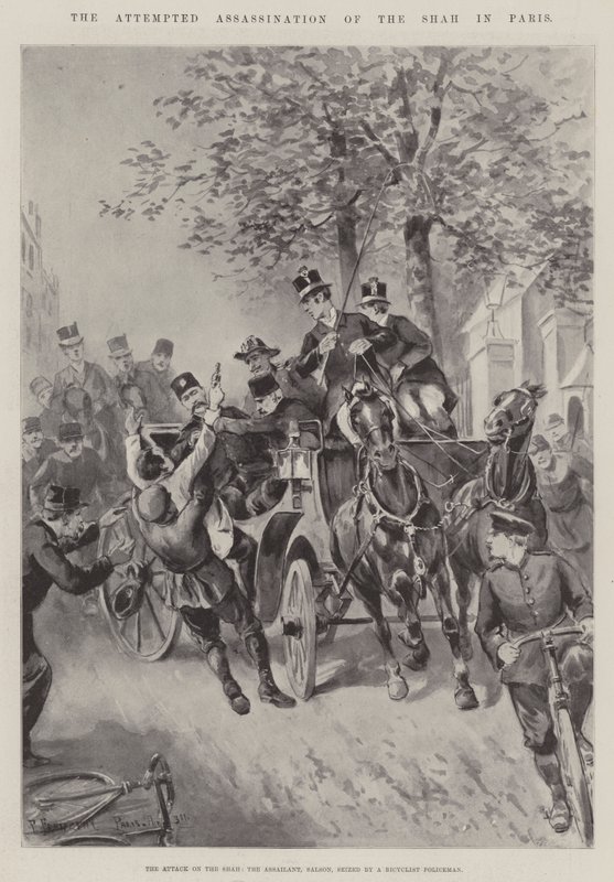 Der versuchte Mordanschlag auf den Schah in Paris von Paul Frenzeny