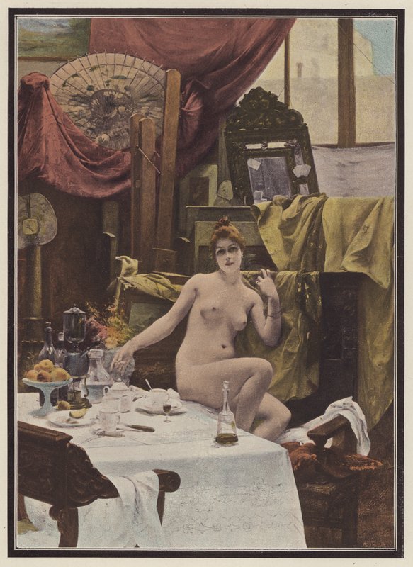Frau im Atelier eines Künstlers von Paul Quinsac