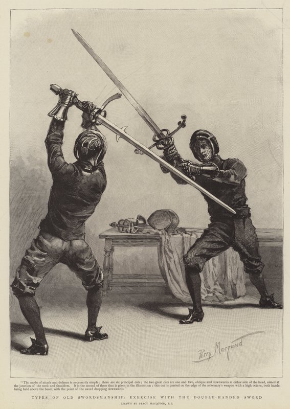Arten des alten Schwertkampfs, Übung mit dem Zweihandschwert von Percy Macquoid