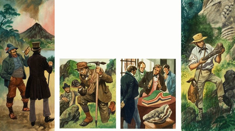 Unidentifizierte Folge von Illustrationen zur geologischen Erkundung von Peter Jackson
