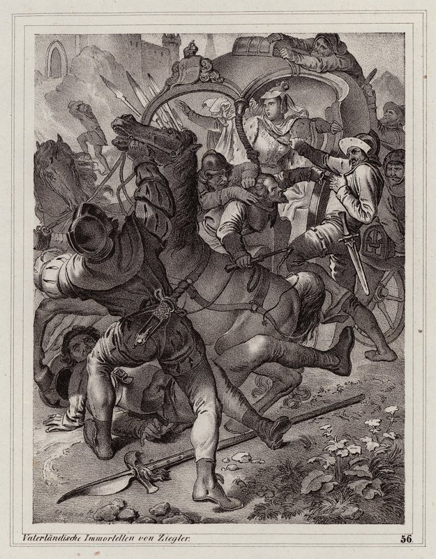 Angriff auf das Gefolge von Kaiserin Eleonore von Peter Johann Nepomuk Geiger