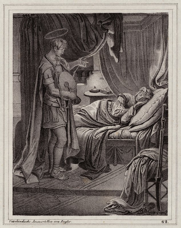 Valerias Vision von St. Florian (Gravur) von Peter Johann Nepomuk Geiger