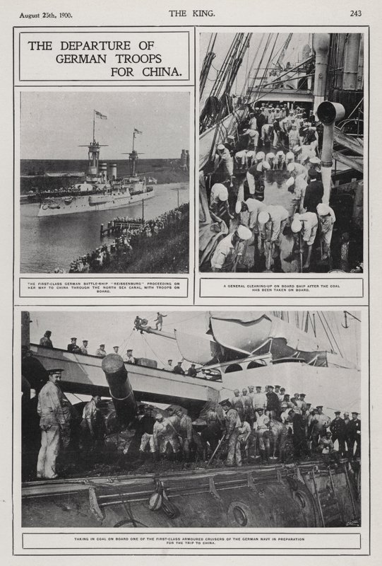 Abreise deutscher Truppen nach China zur Niederschlagung des Boxeraufstands, August 1900 von Photographer German