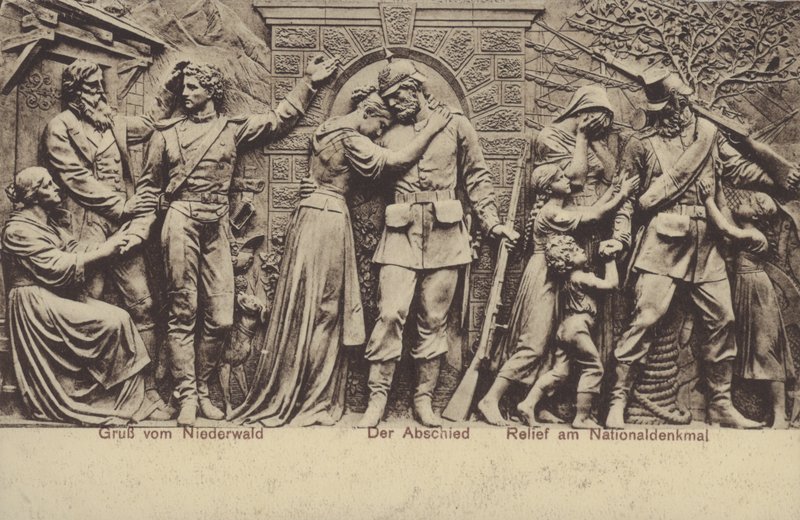 Der Abschied, Relief am Nationaldenkmal, Denkmal zur Erinnerung an die Vereinigung Deutschlands, Rüdesheim am Rhein, Hessen von Photographer German