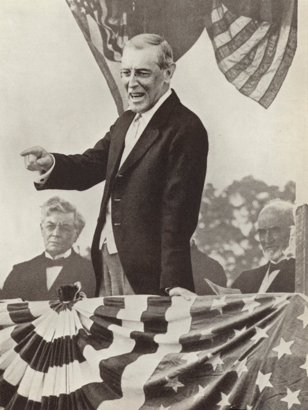 US-Präsident Woodrow Wilson, treibende Kraft hinter der Gründung des Völkerbundes, der es jedoch nicht gelang, sein Land zum Beitritt zur Organisation zu bewegen von Photographer German