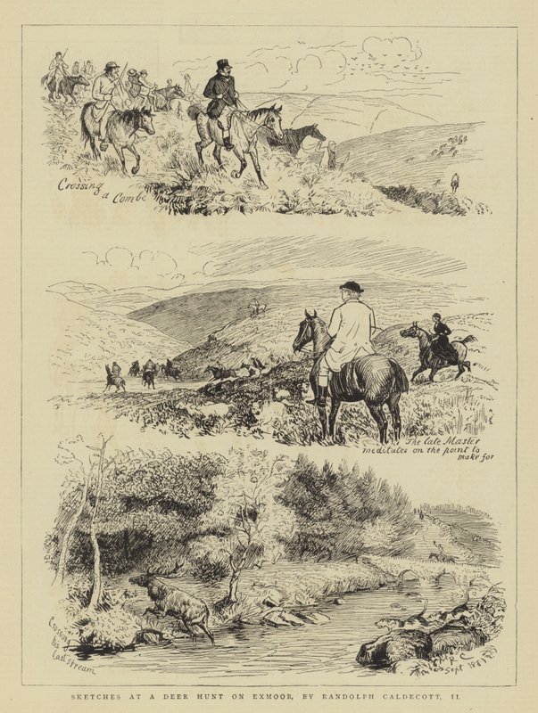 Skizzen bei einer Hirschjagd auf Exmoor von Randolph Caldecott