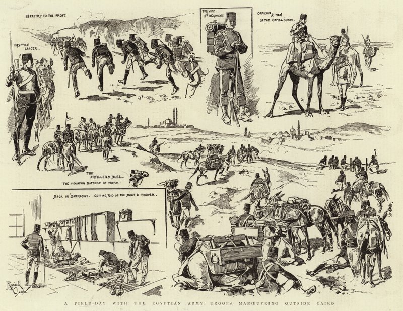 Ein Feldtag mit der ägyptischen Armee, Truppen manövrieren außerhalb von Kairo von Reginald Thomas Cleaver