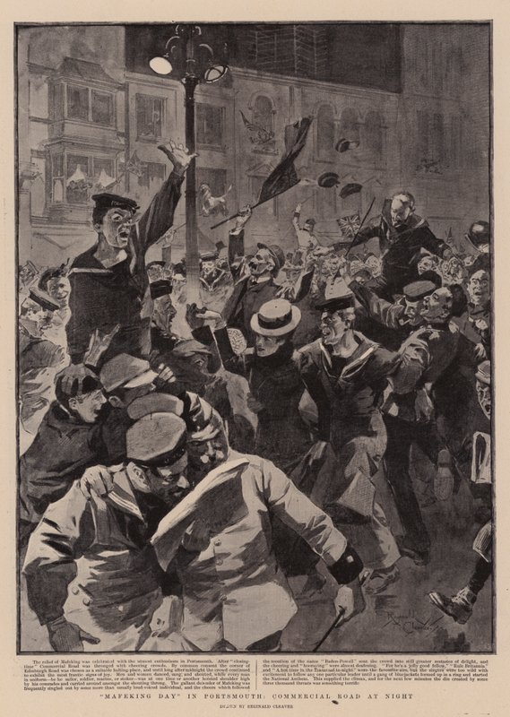 "Mafeking Day" in Portsmouth, Commercial Road bei Nacht von Reginald Thomas Cleaver