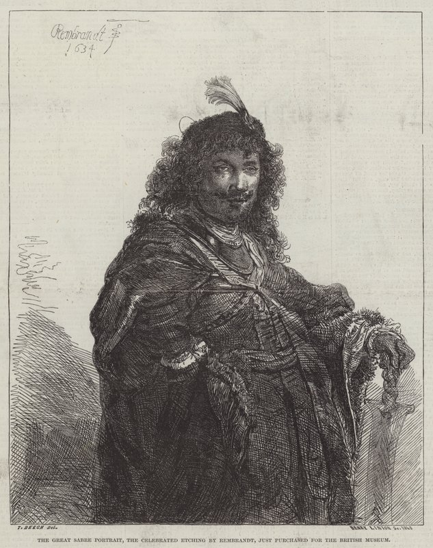 Das große Säbelporträt, die berühmte Radierung von Rembrandt van Rijn