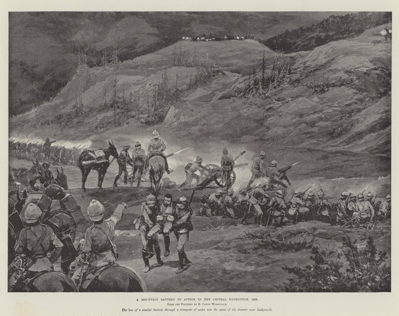 Eine Gebirgsbatterie im Einsatz während der Chitral-Expedition, 1895 von Richard Caton Woodville junior