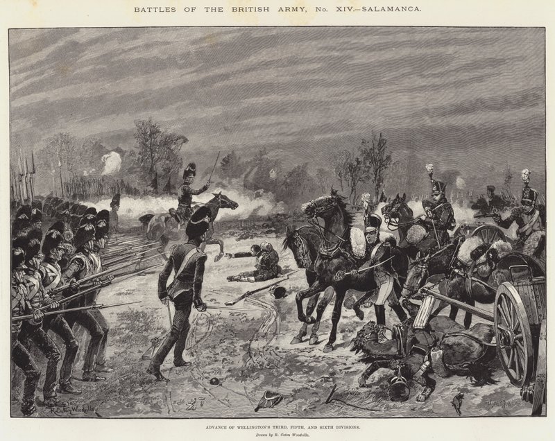 Schlachten der britischen Armee, Salamanca, Vormarsch der dritten, fünften und sechsten Division von Wellington von Richard Caton Woodville junior