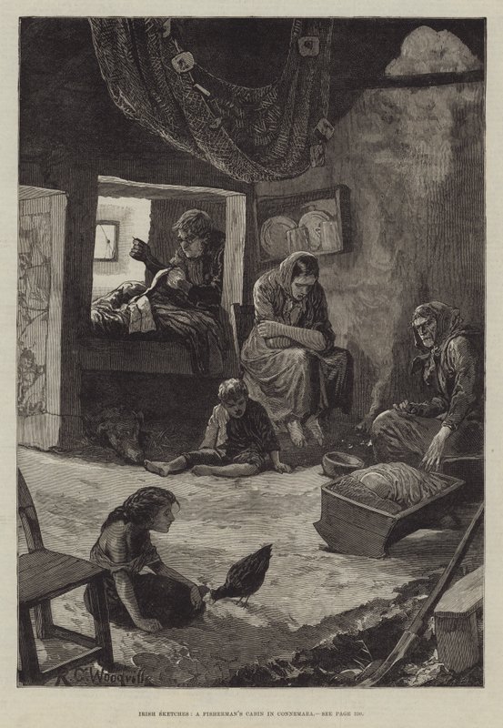 Irische Skizzen, eine Fischerhütte in Connemara von Richard Caton Woodville junior