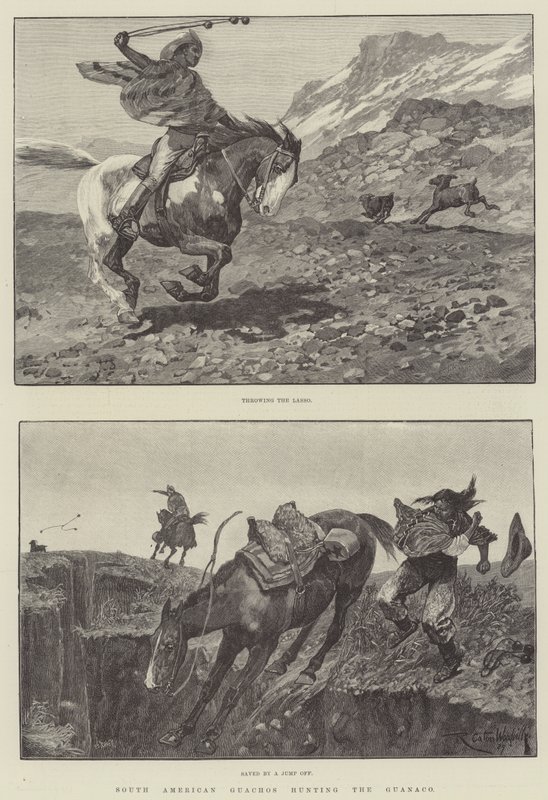 Südamerikanische Gauchos jagen den Guanaco von Richard Caton Woodville junior