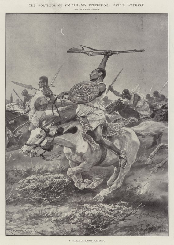 Die bevorstehende Somaliland-Expedition, einheimische Kriegsführung von Richard Caton Woodville junior