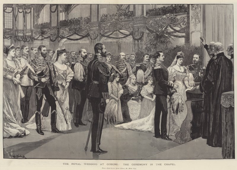 Die königliche Hochzeit in Coburg, die Zeremonie in der Kapelle von Richard Caton Woodville junior