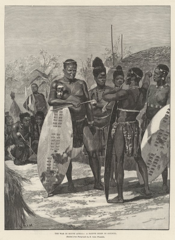 Der Krieg in Südafrika, ein einheimischer Häuptling im Rat von Richard Caton Woodville junior
