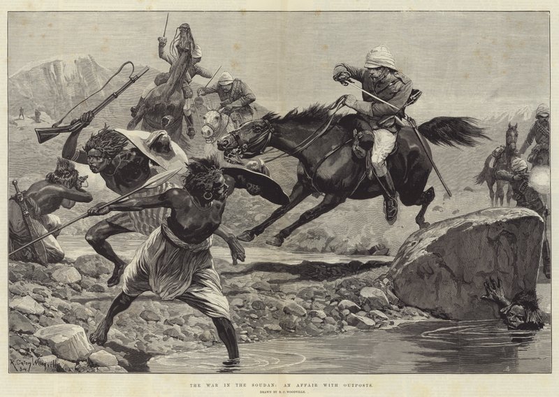 Der Krieg im Sudan, ein Gefecht mit Außenposten von Richard Caton Woodville junior